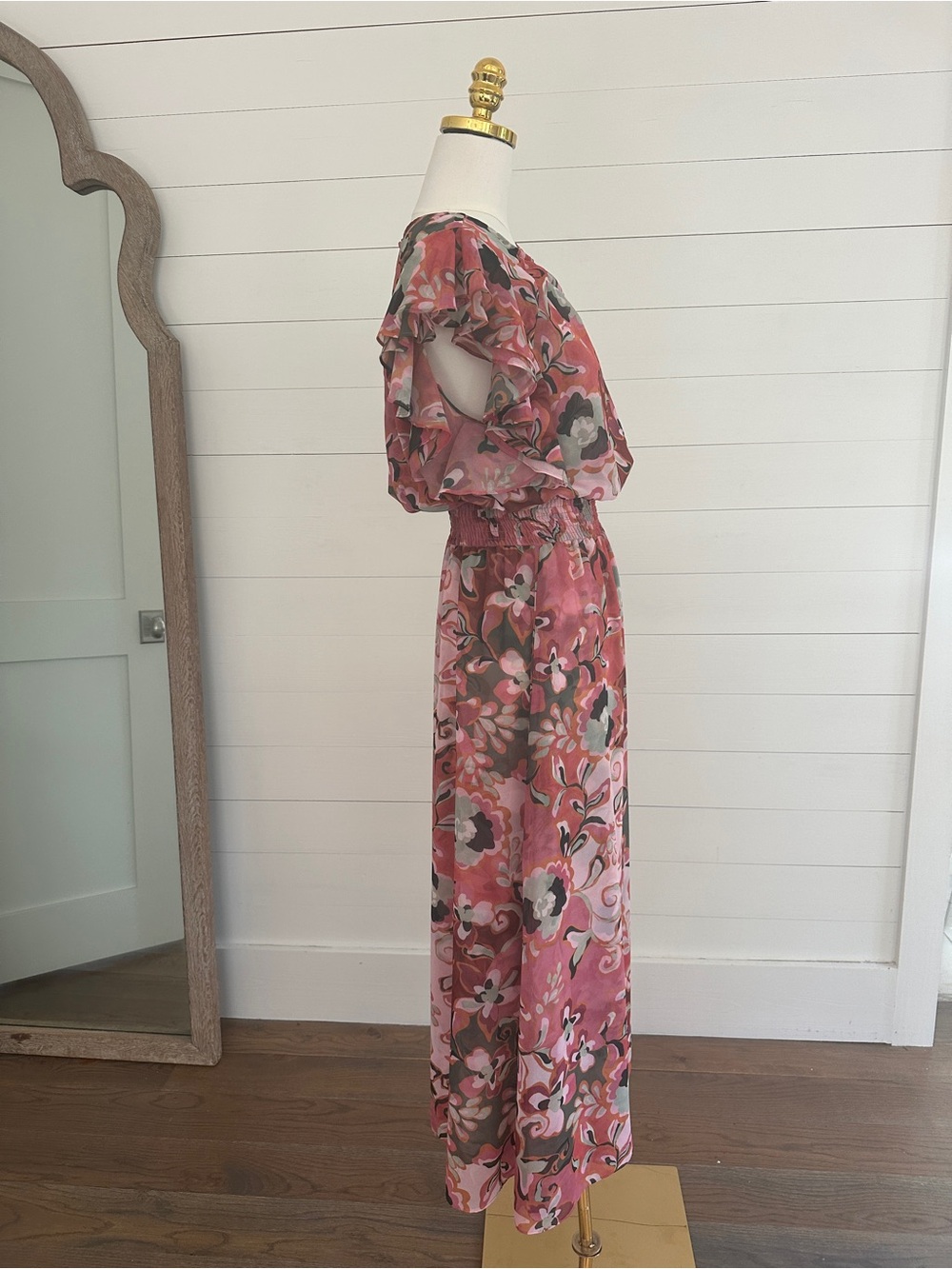 Misa Los Angeles Floral Pink Ruffled Maxi Dress - Picture 2 of 6